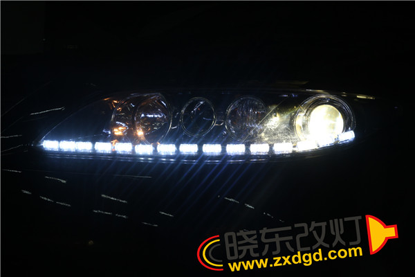 马自达6改灯 改装LED水晶泪眼